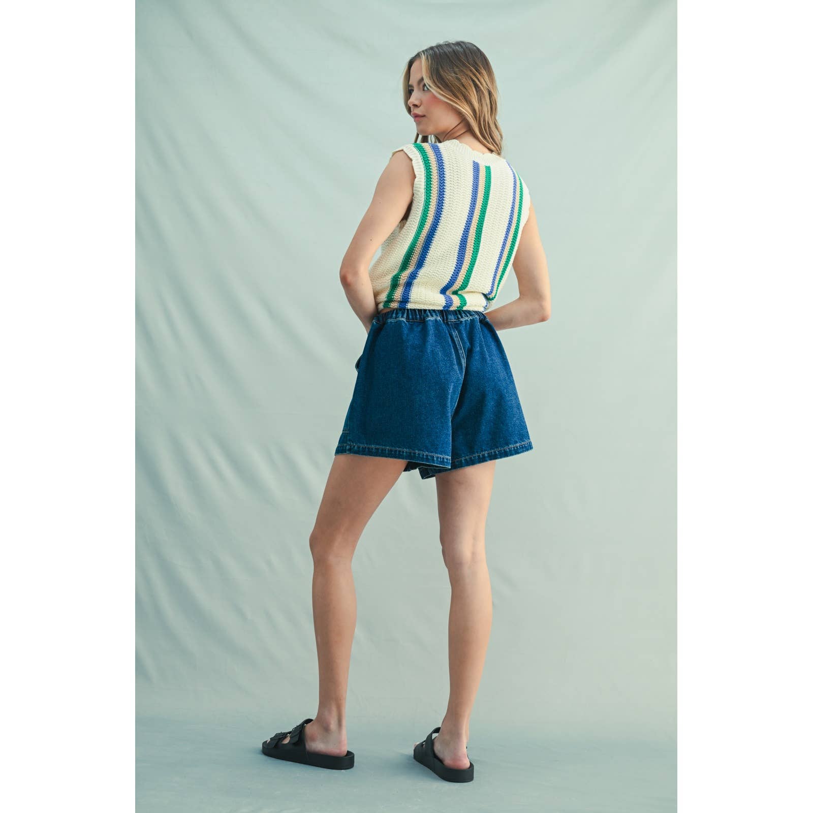 DENIM SHORTS WITH DRAWSTRING