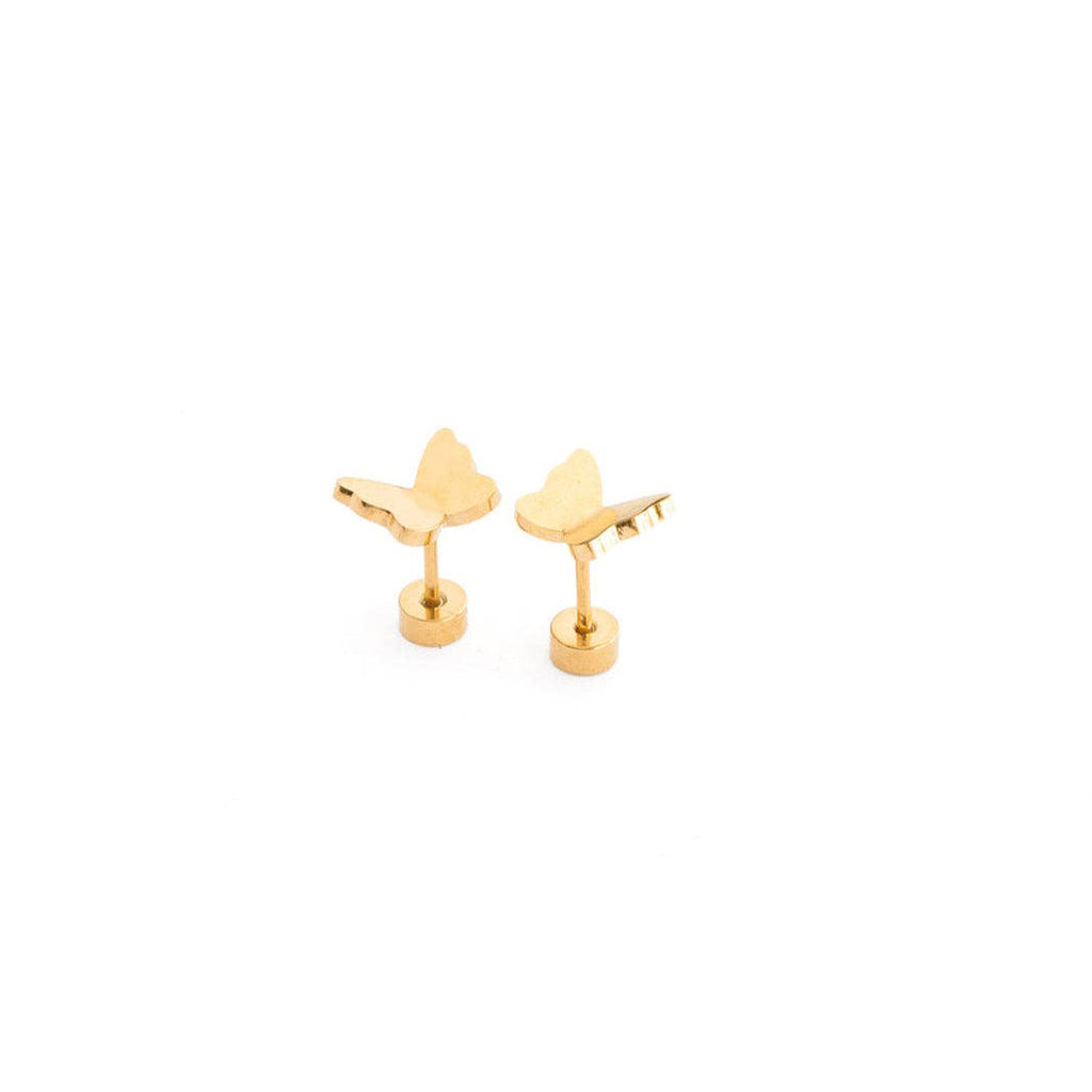 Butterfly Stud Earring -Hypoallergenic, Flat Back, Girl Gift