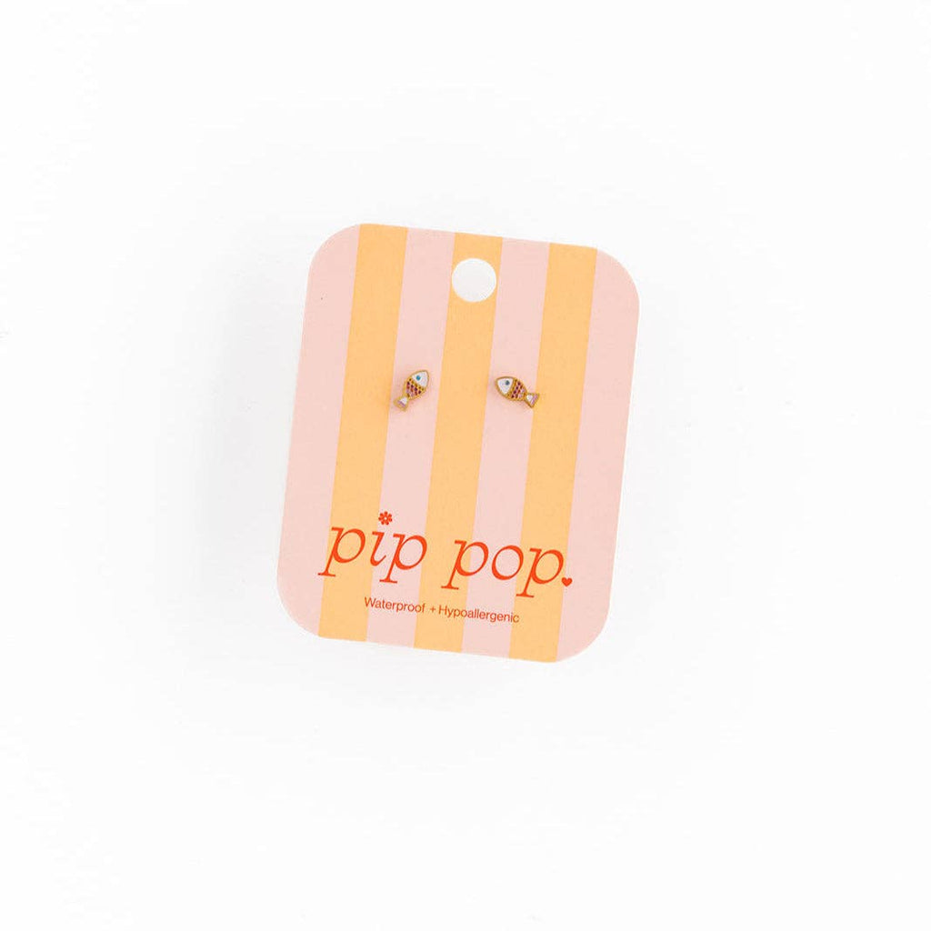 Fish Stud Earrings - Hypoallergenic, Flat Back, Girl Gift