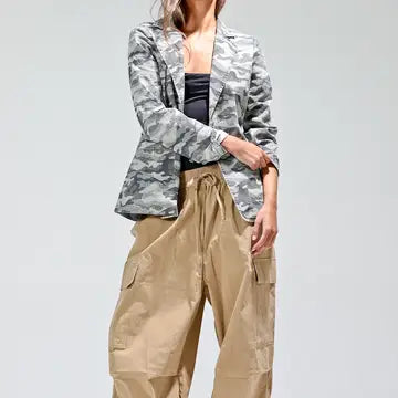 Camo button down blazer