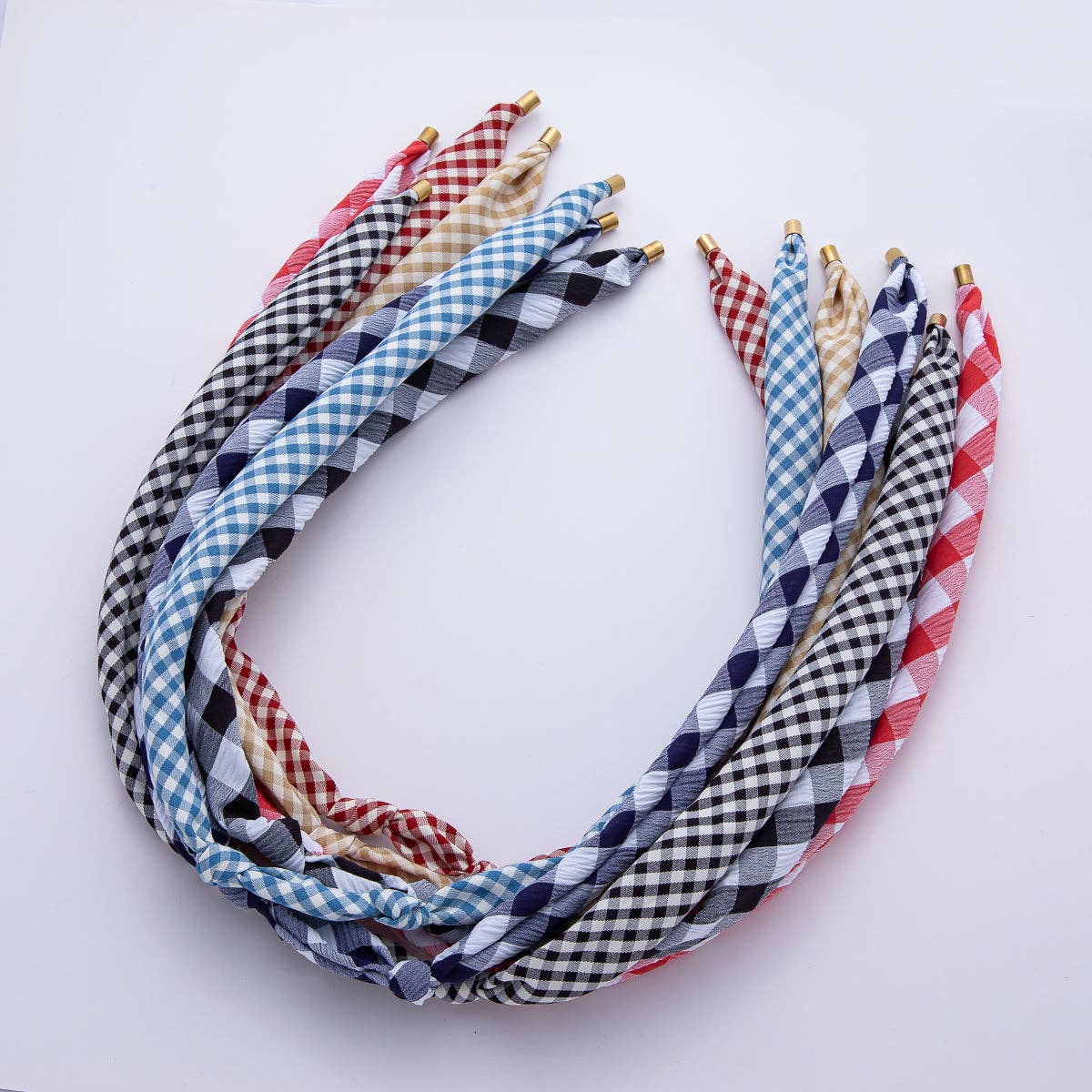 Stainless Steel Knotted Mini Gingham Bandana Scarf Necklace