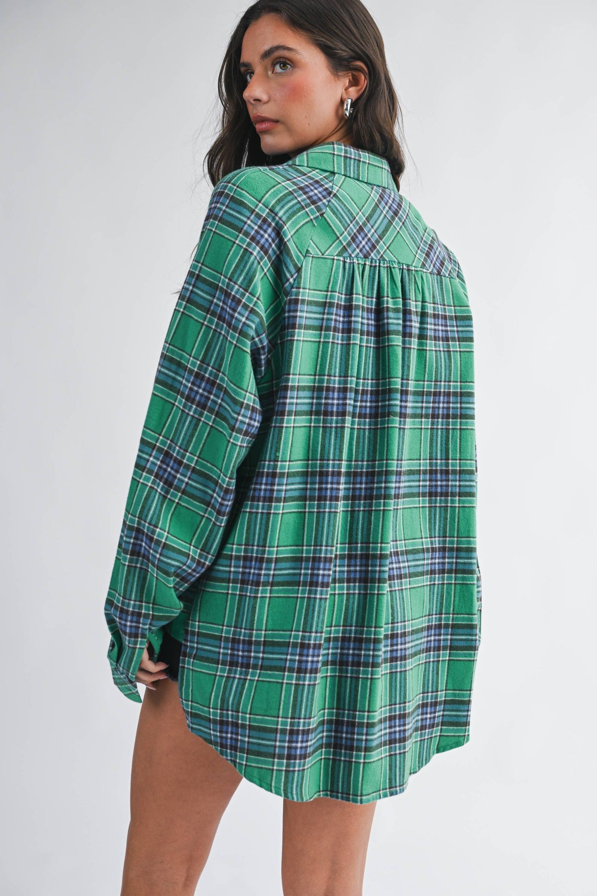 Oversized Plaid Button Down Shirt