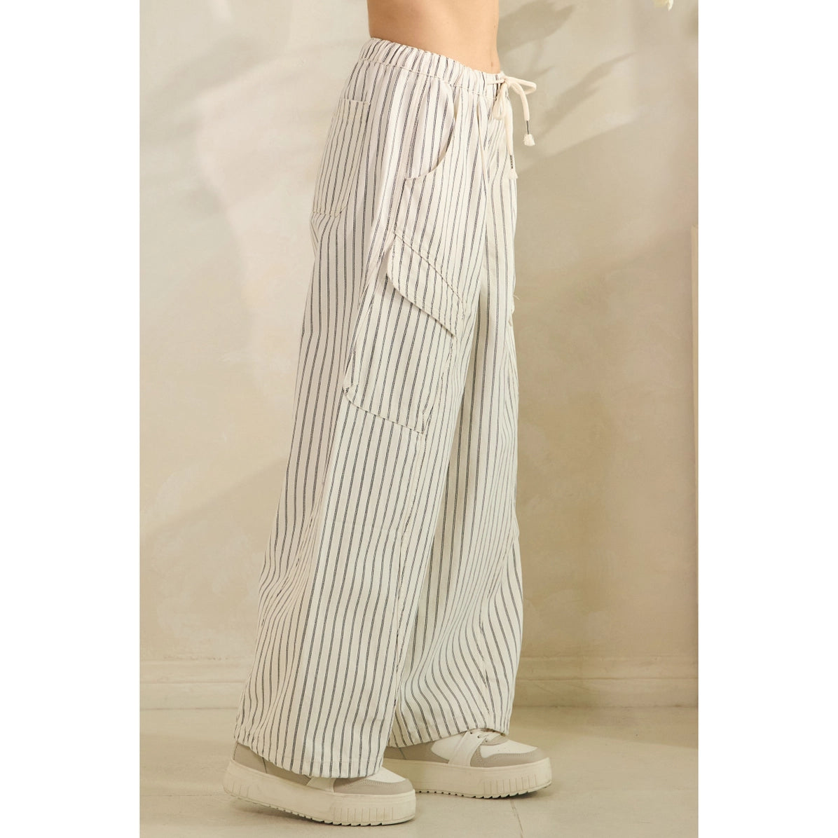 White Pin striped Denim pant