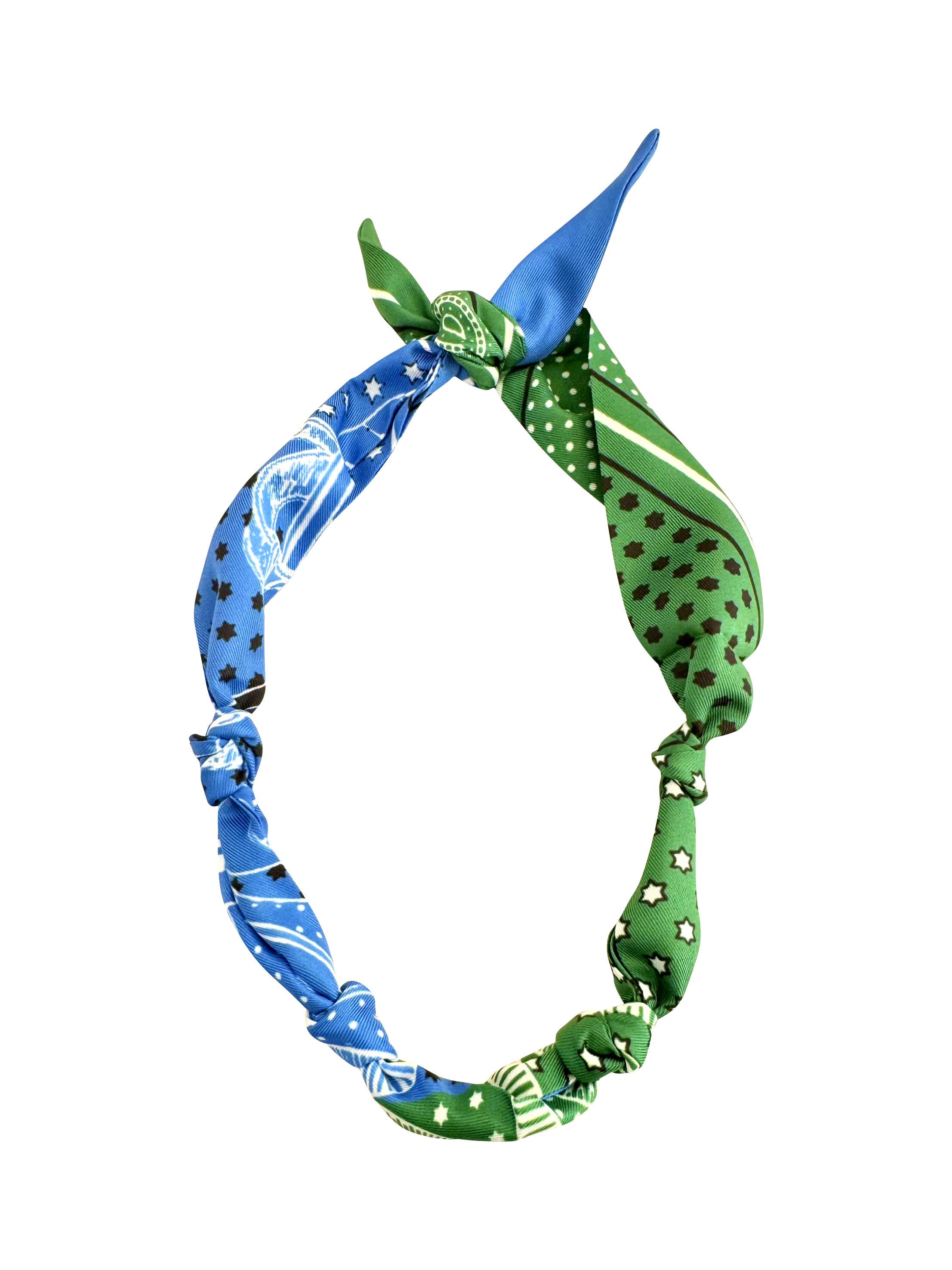 Knotted Carley Blue and Green Bandana Scarf Necklace – The Gruene G.O.A.T