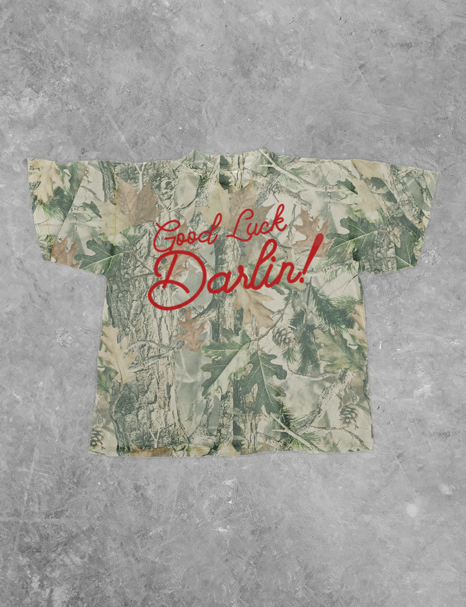 Good Luck, Darlin! Camo Western Boxy Cotton TShirt