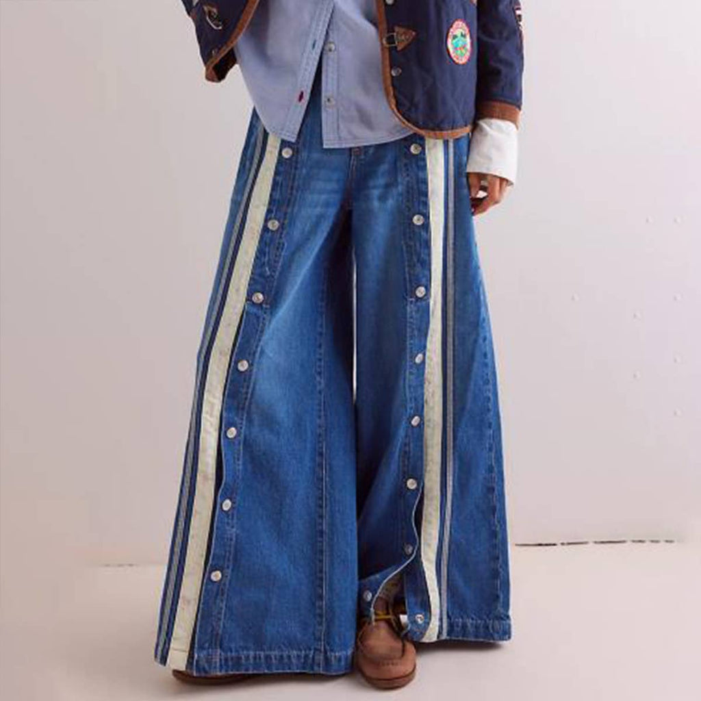 RETRO SLIT COLOR WIDE-LEG JEANS