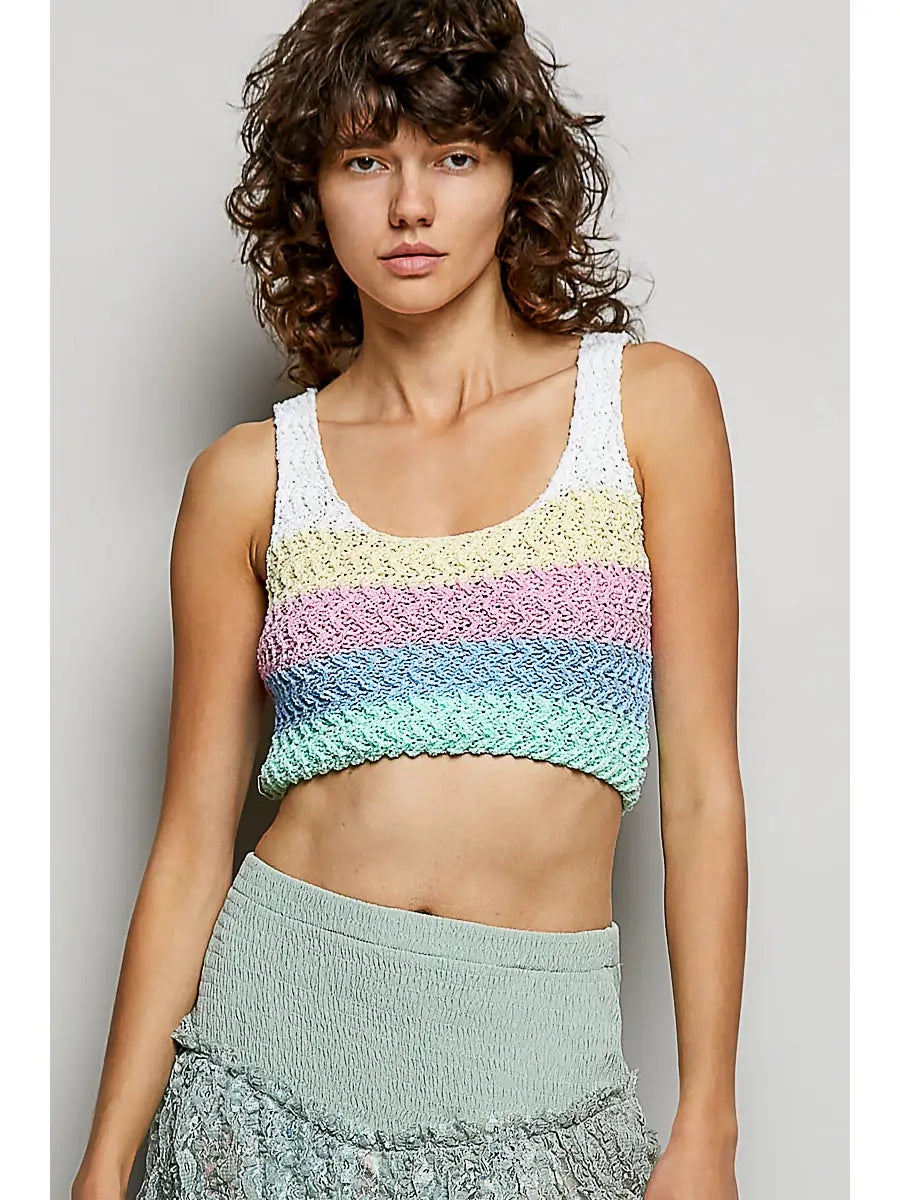 Pastel woven cropped tank