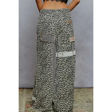 Leopard patch pants