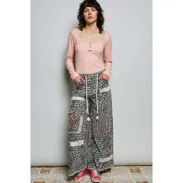 Leopard patch pants