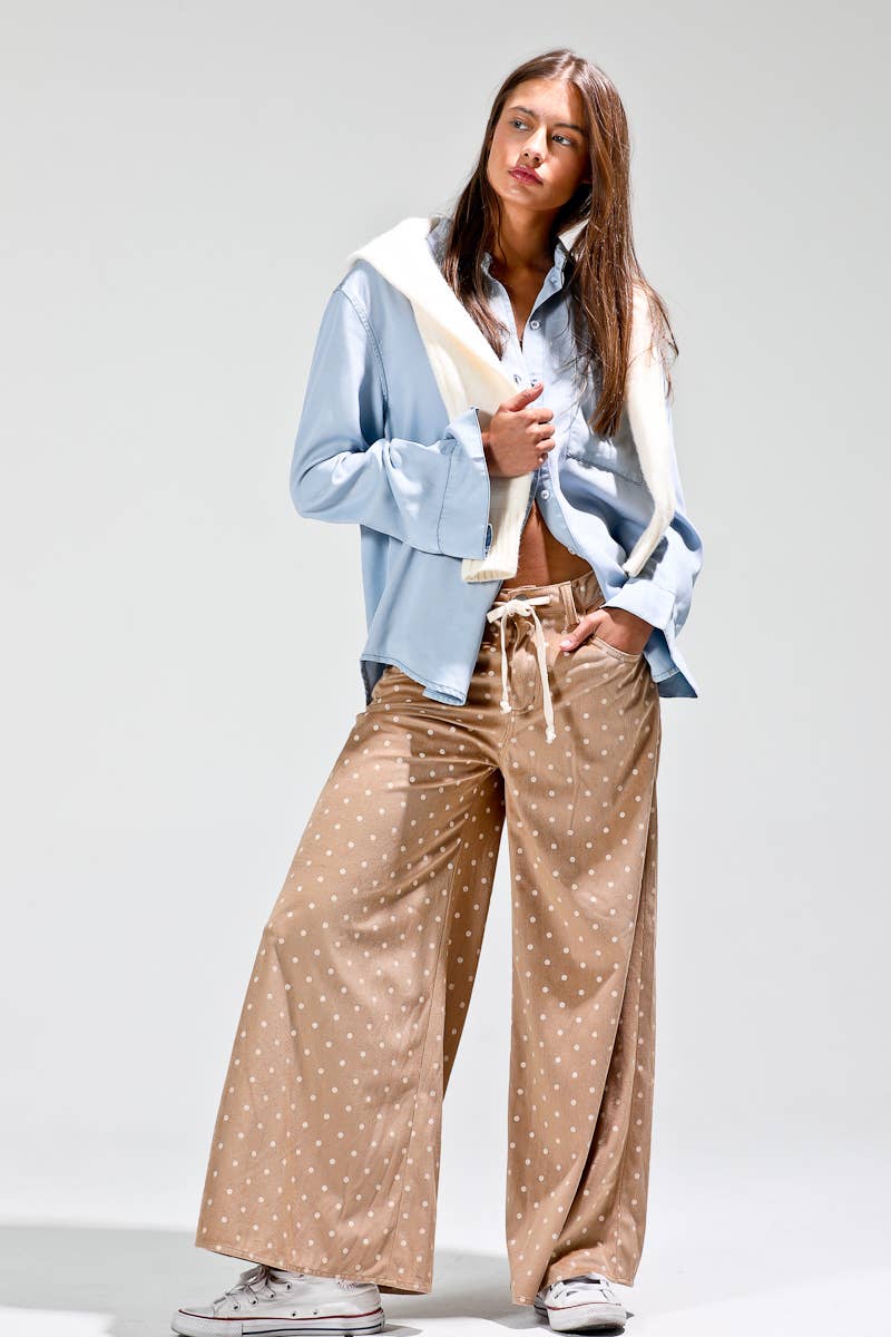 Corduroy mini polka pants