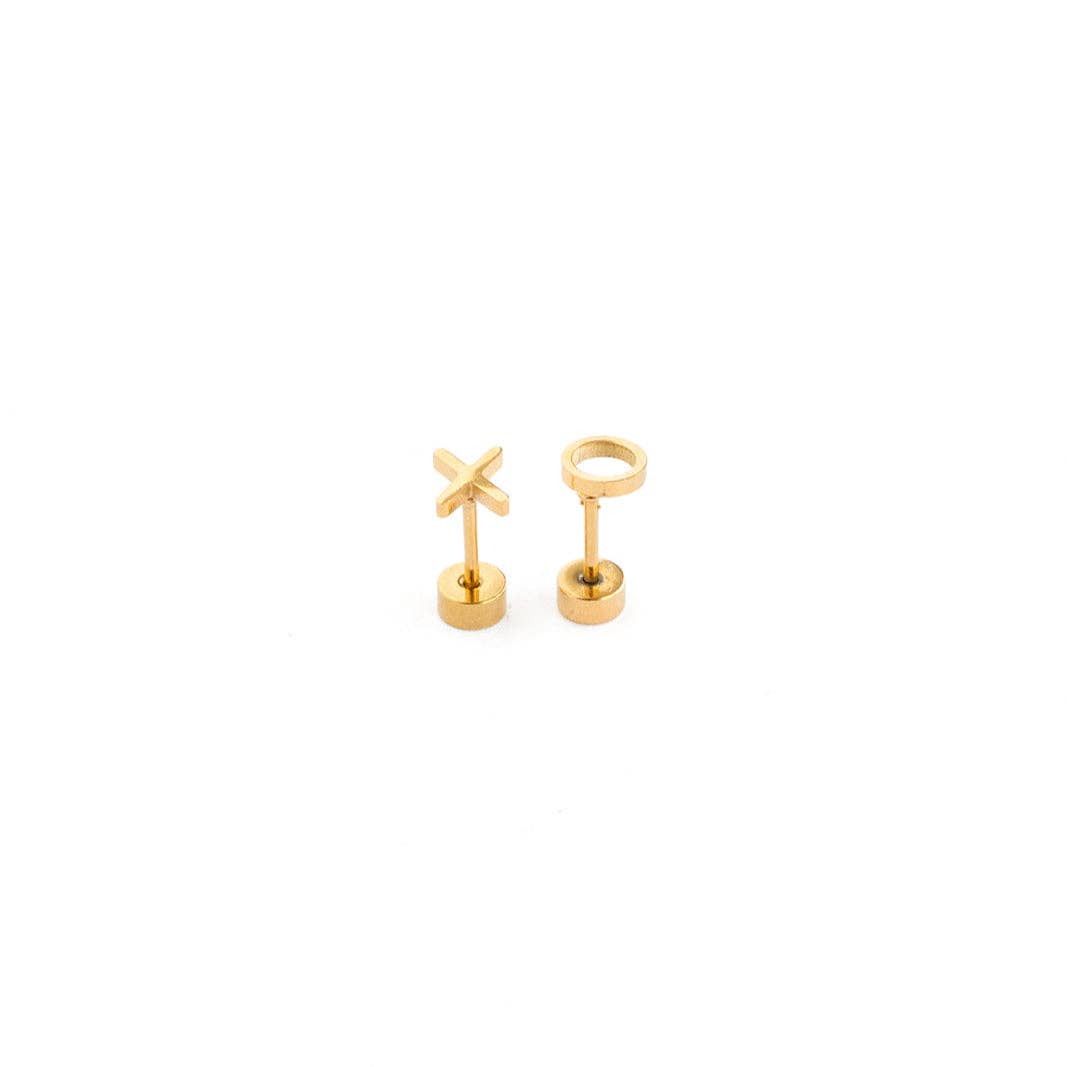 Hug + Kiss Stud Earrings - Hypoallergenic, Flat Back, Girl