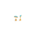 Turquoise Bar Stud Earring - Hypoallergenic, Flat Back, Girl