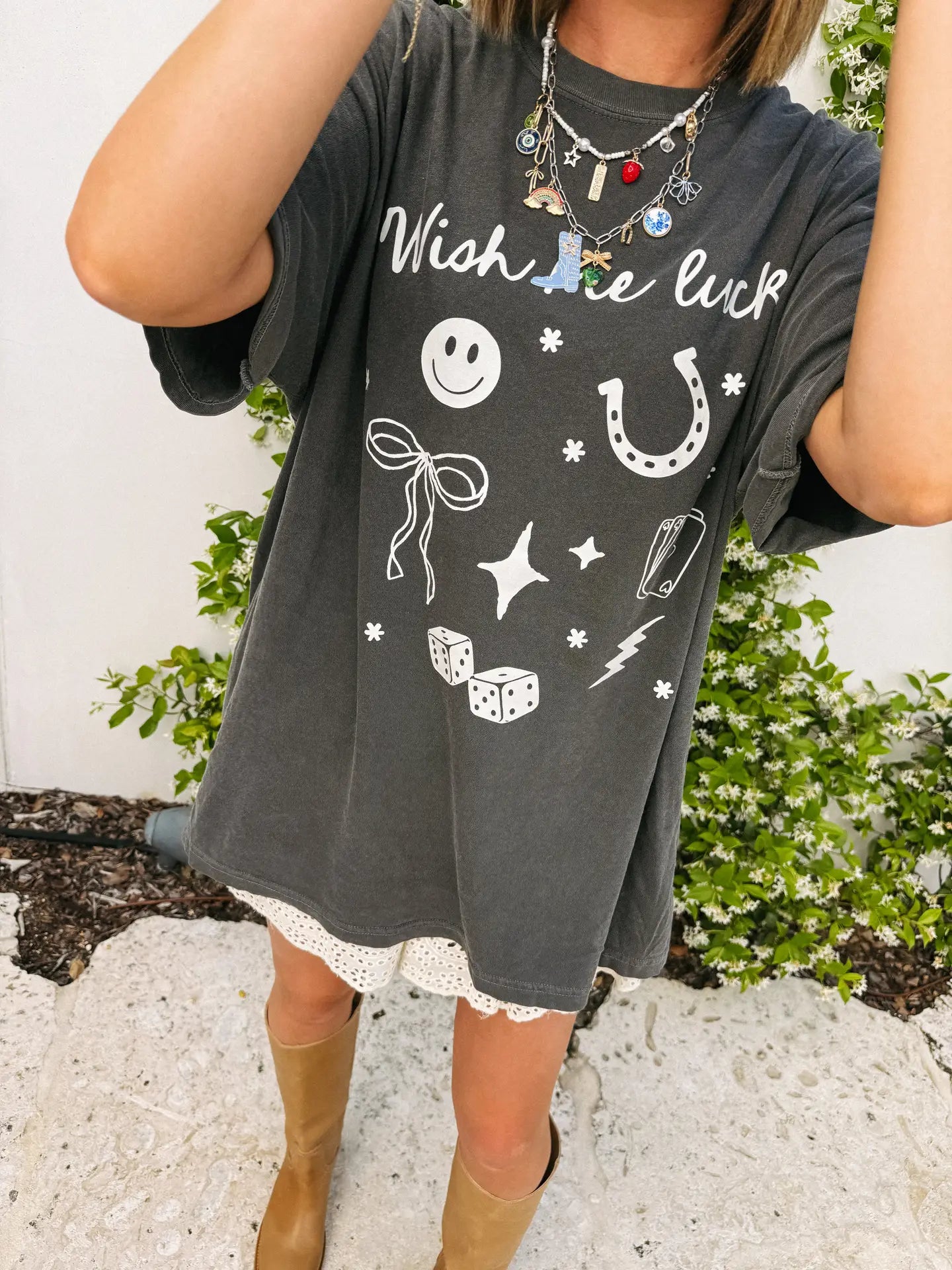 Wish me luck graphic tee
