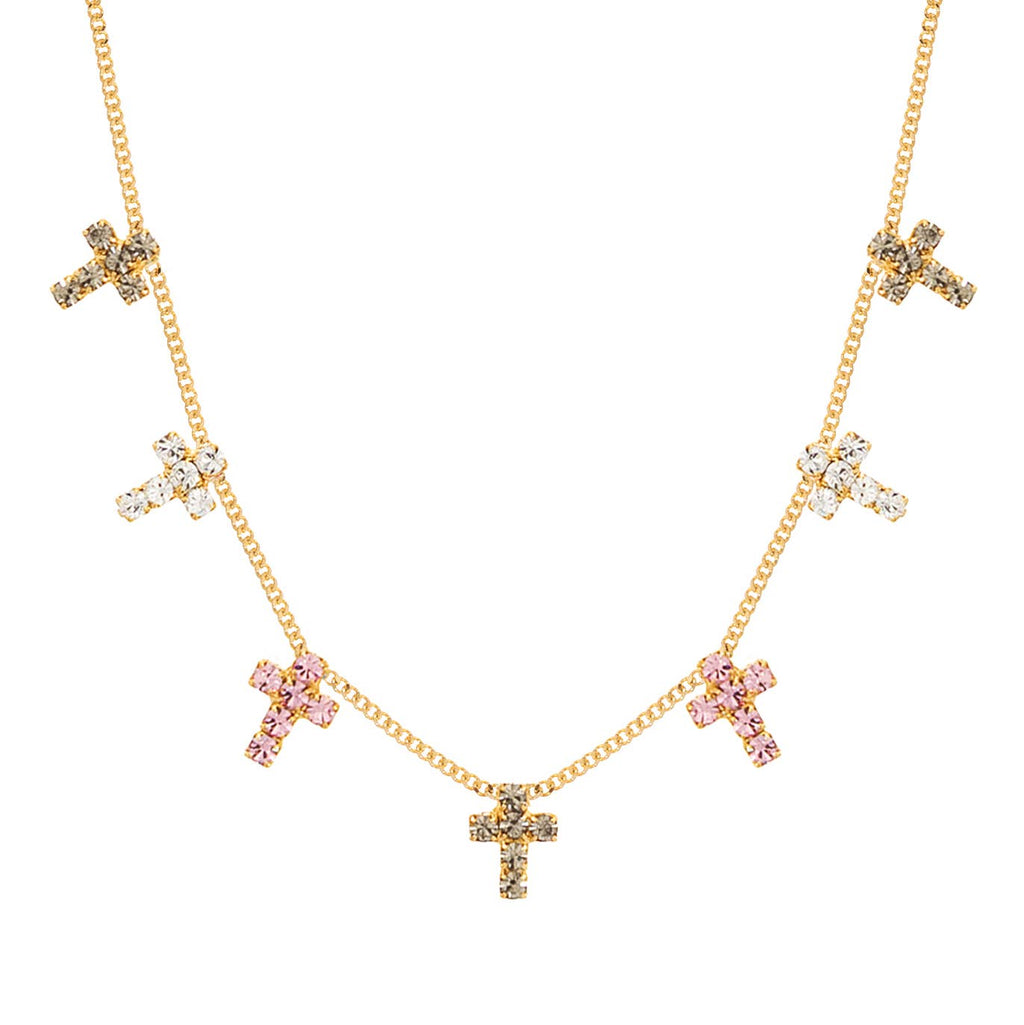 Multi Cross Necklace in Candy Glam Blush