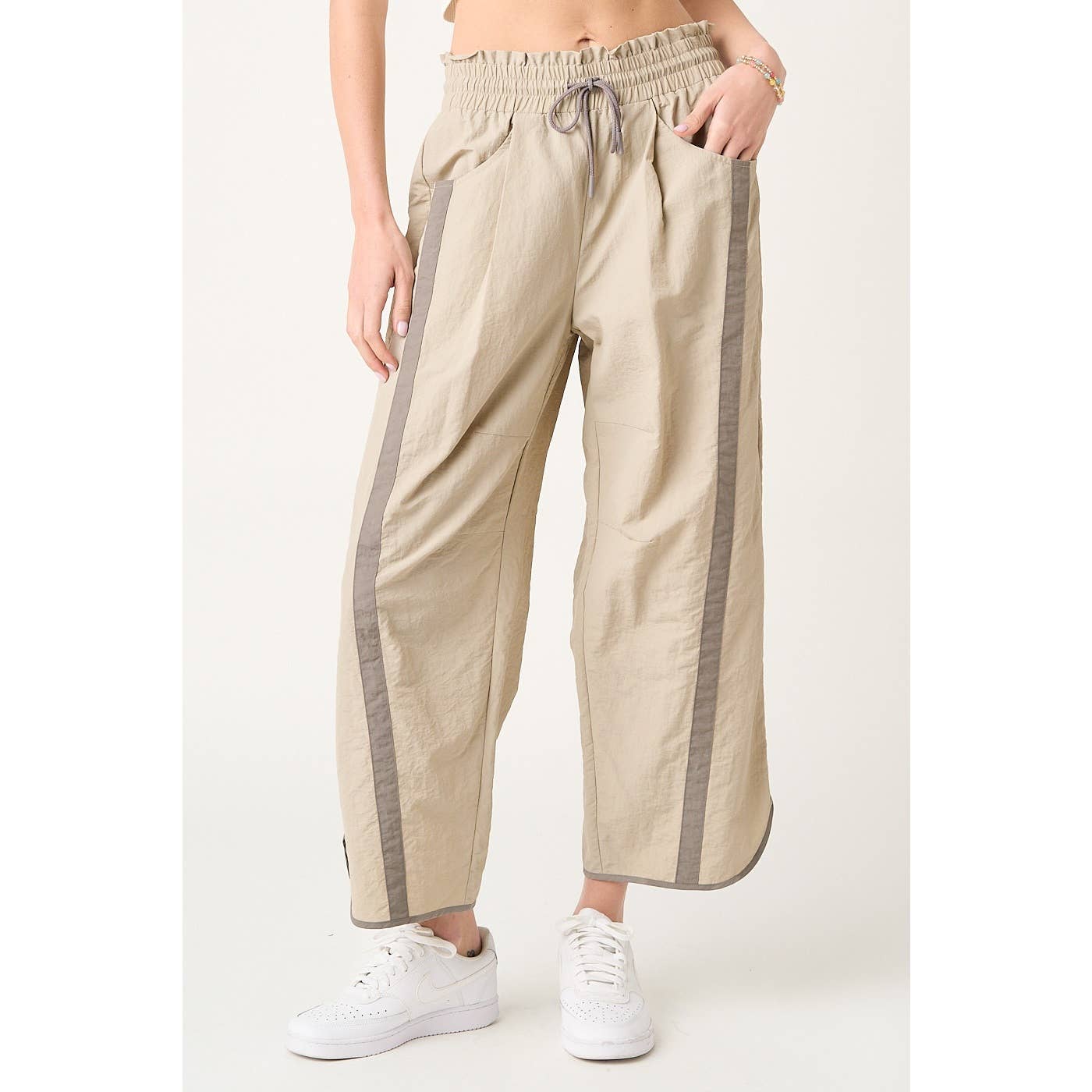 SPORTY STRIPE BARREL PANTS