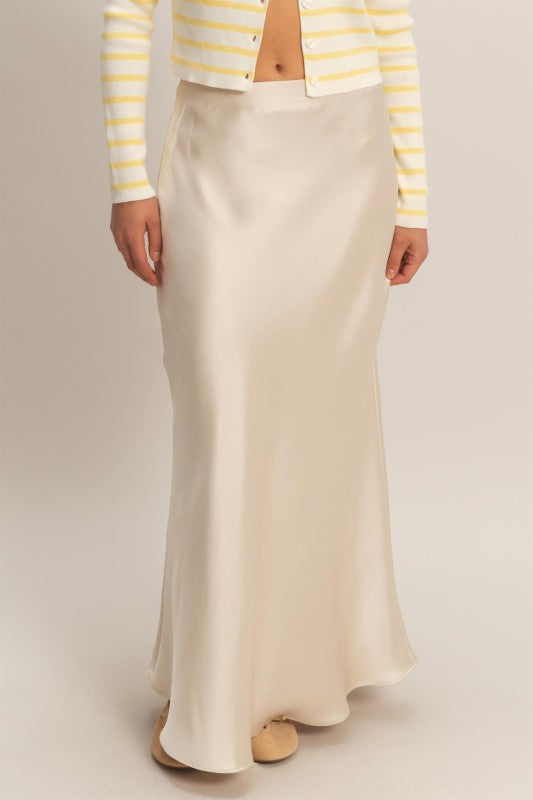 Champagne satin maxi skirt