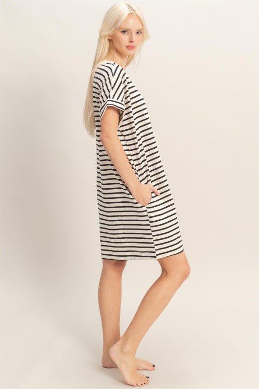 Black striped t-shirt dress