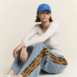 Wide leg camo stripe pants