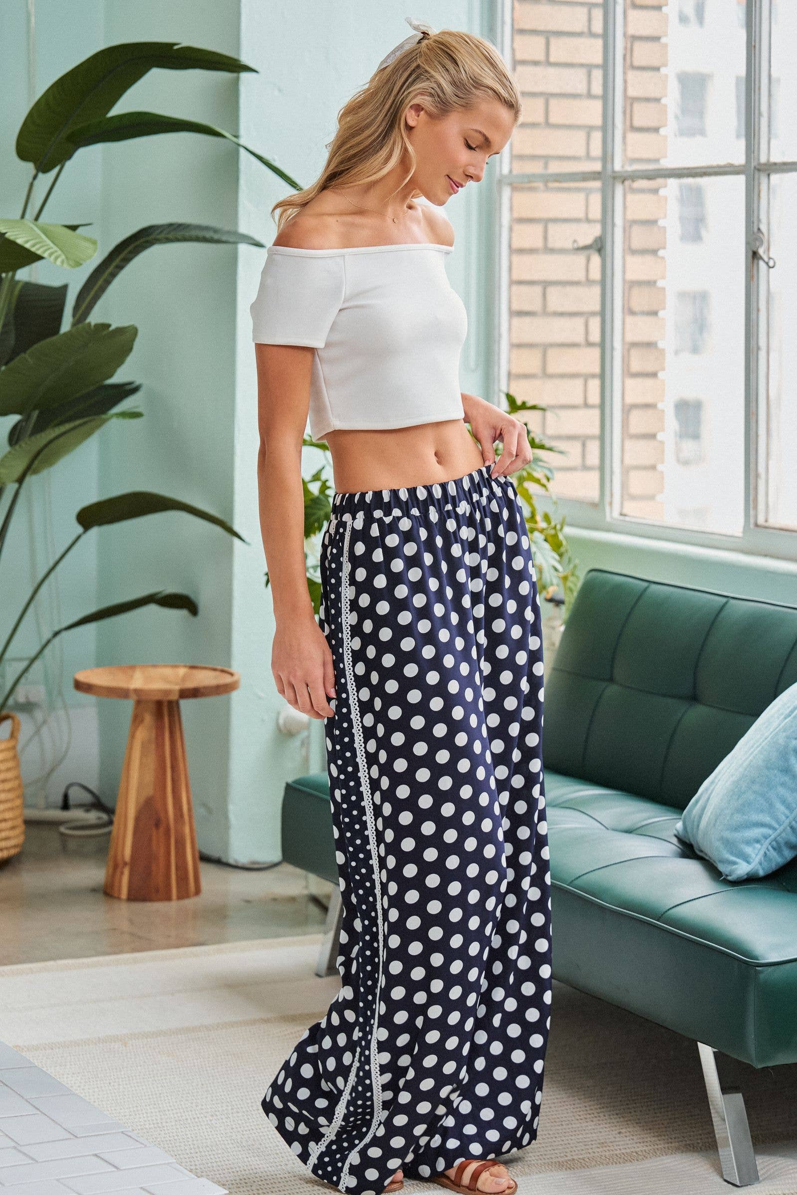 CONTRAST DOT SIDE PANEL PANTS