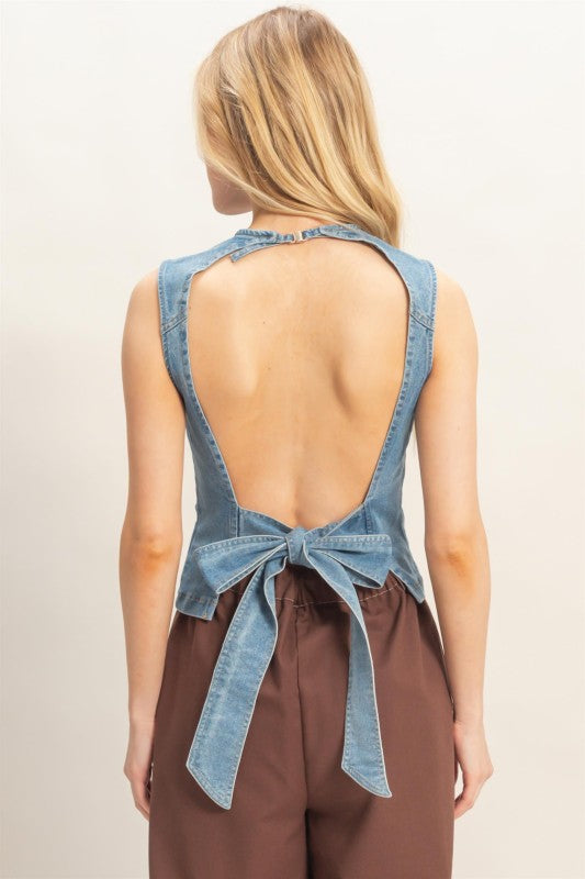 Backless denim tank