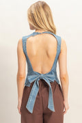 Backless denim tank