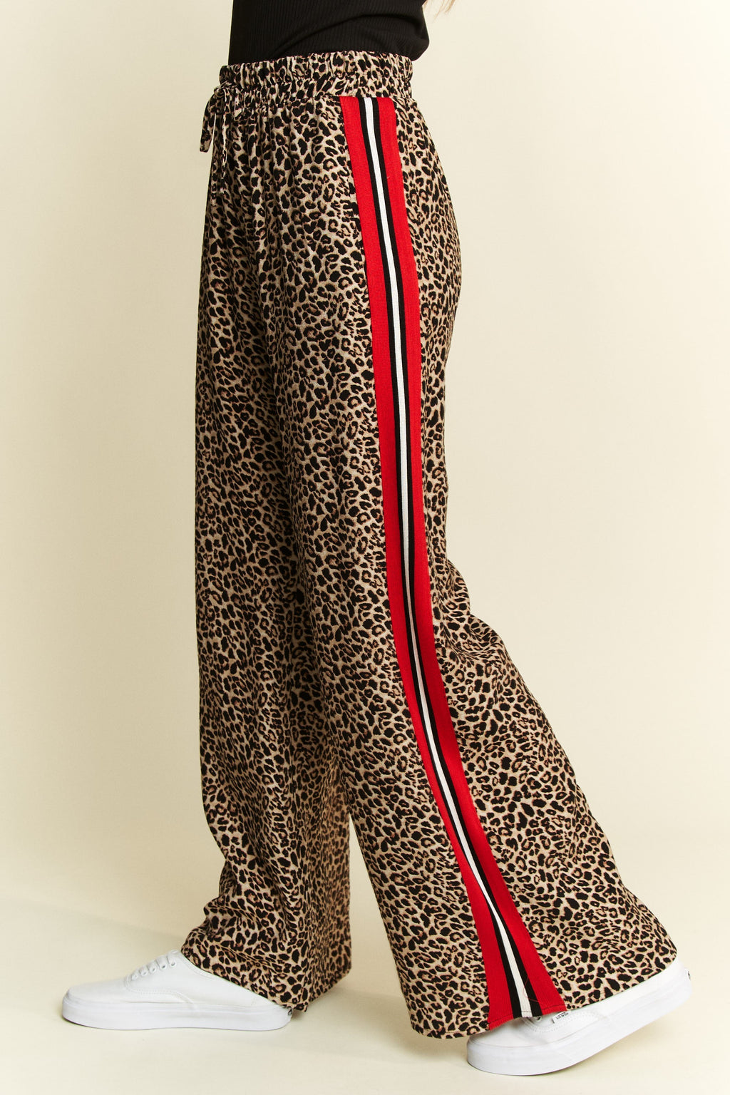 Leopard red striped pants