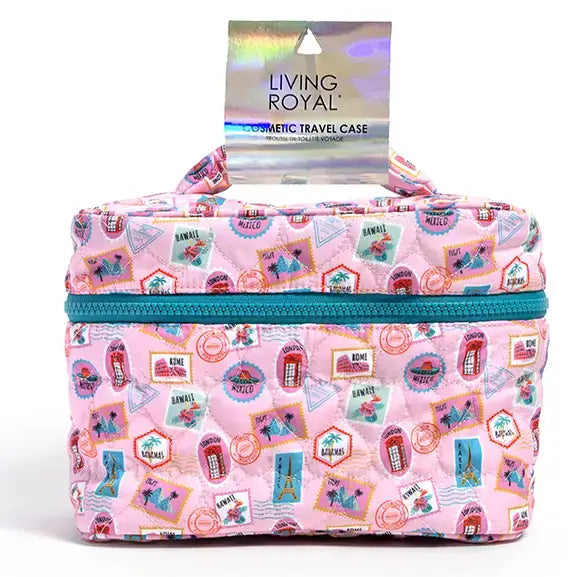 Cosmetic Travel Case / Makeup Bag - Metallic Electric Blue