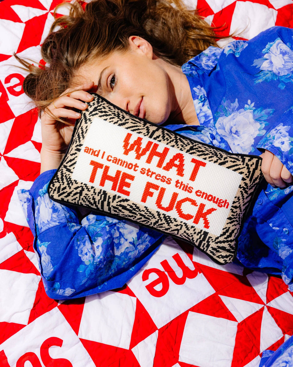 WTF Needlepoint Pillow
