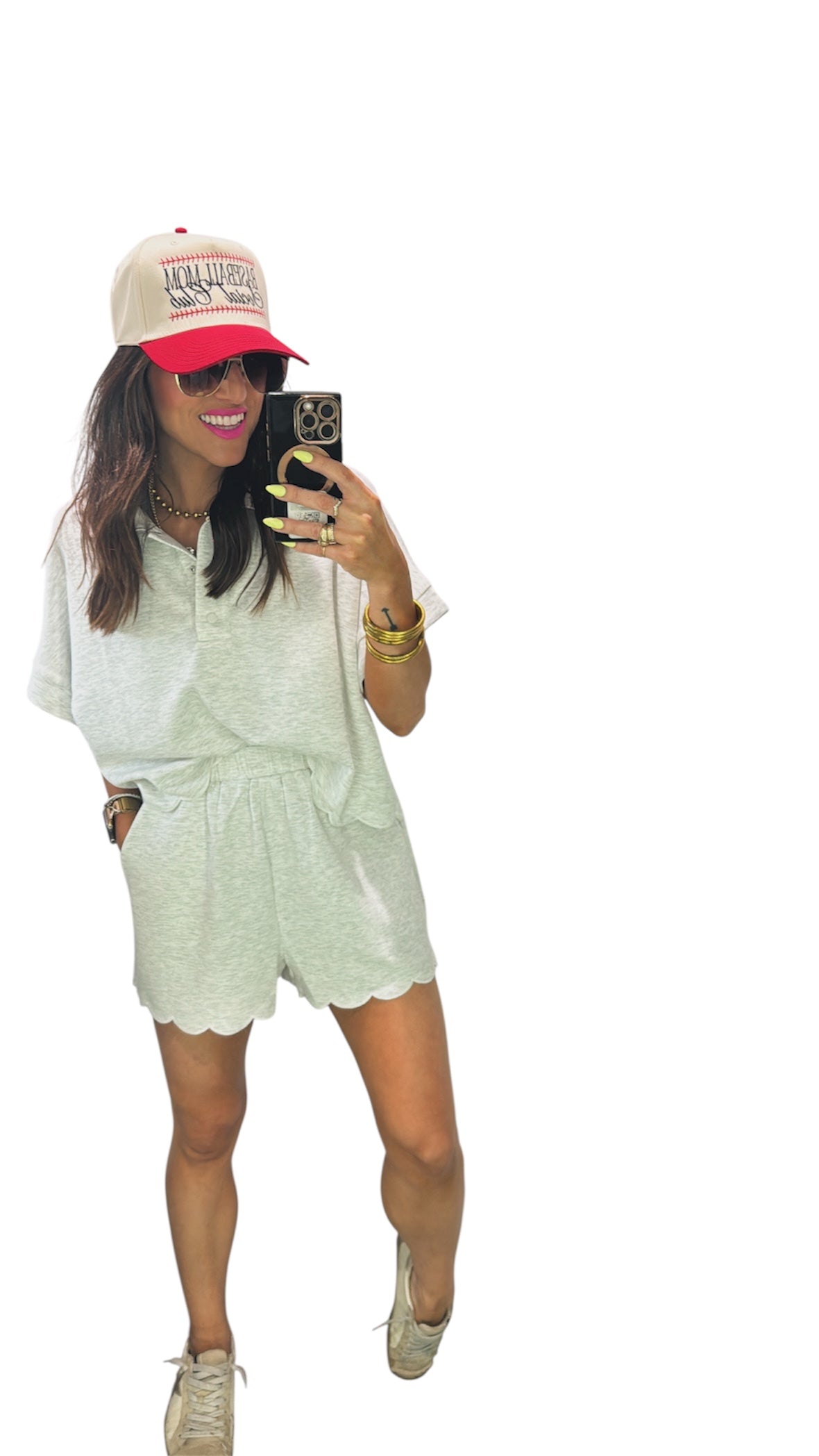 Scalloped Edge Collar Tunic Top and Shorts