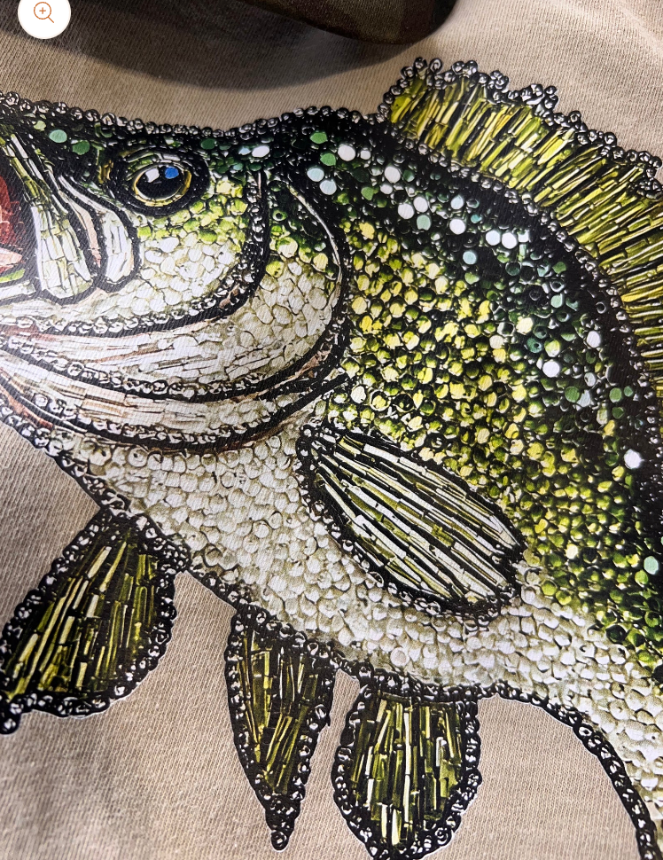 Faux Rhinestone Bass Fishing T shirt