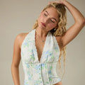 Blue and green floral halter set