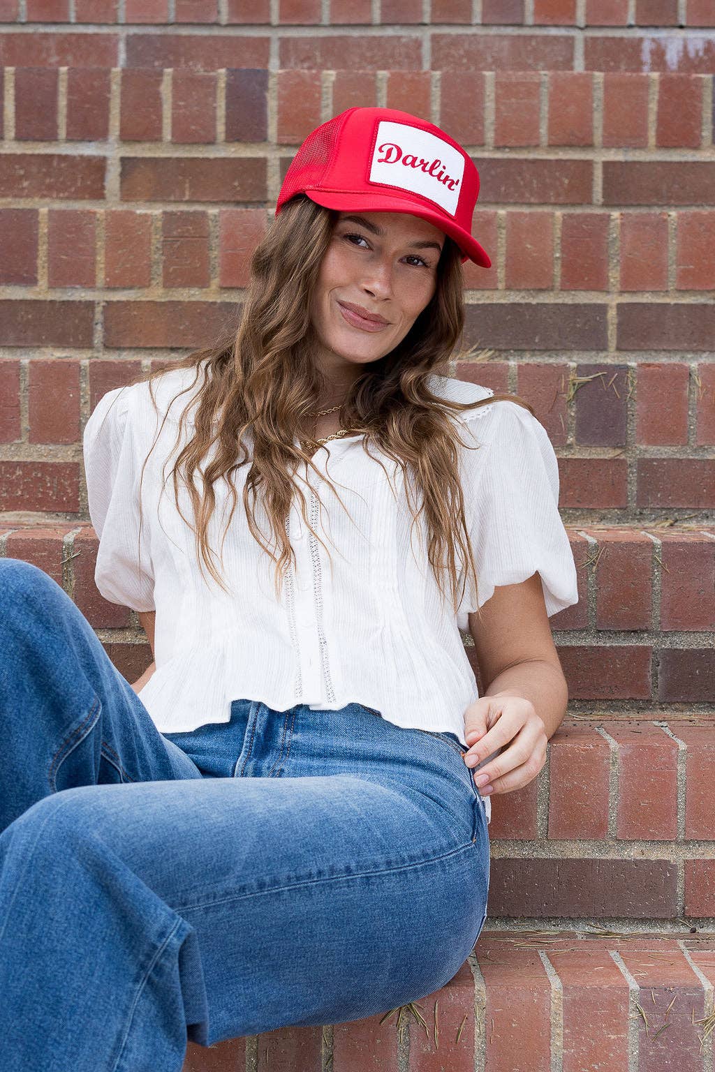 Best Selling Hat with Darlin' Patch in Red