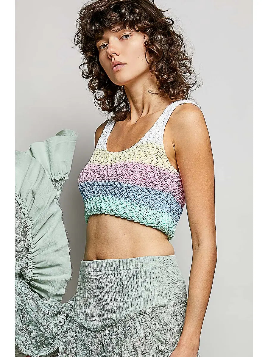 Pastel woven cropped tank
