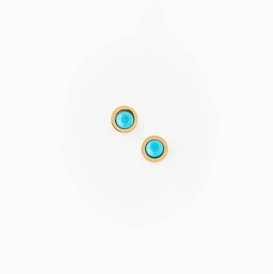 Turquoise Stud Earrings - Hypoallergenic, Flat Back, Girl
