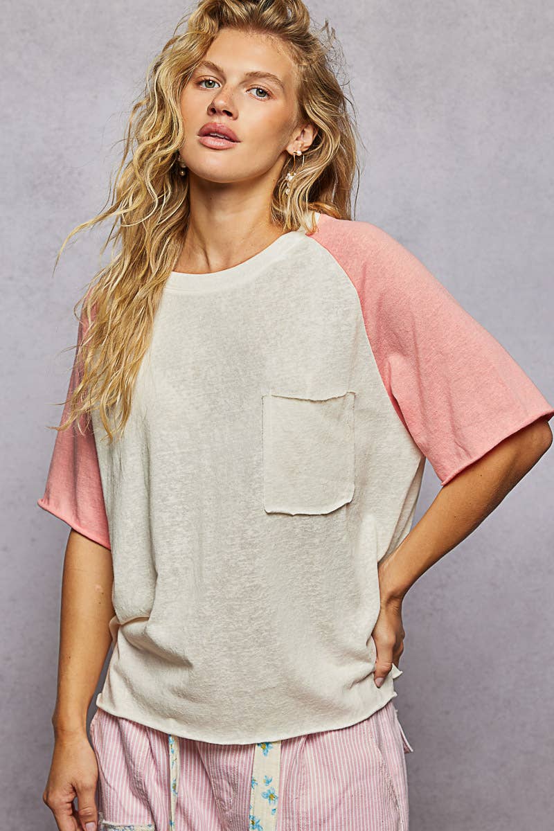 Pink pocket baseball tee