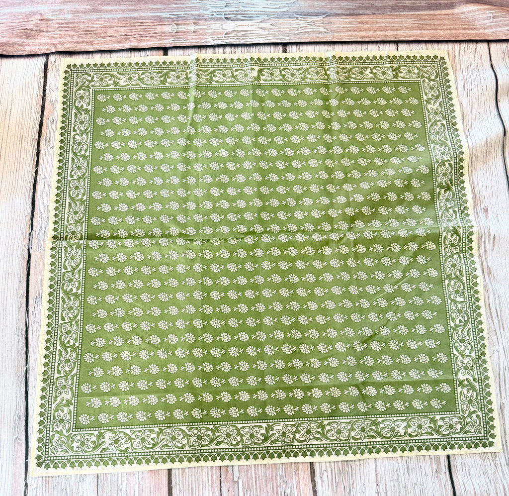 Olive Floral Bandana