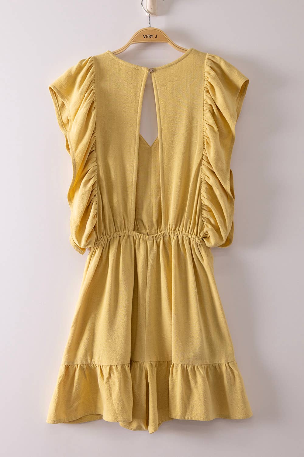 Back Cutout Ruffled Sleeve Romper