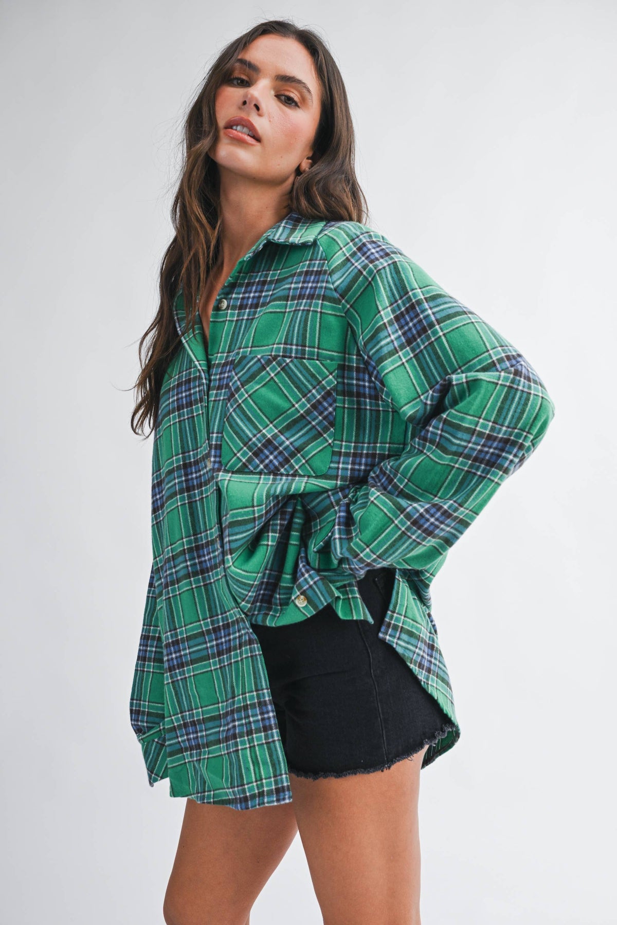 Oversized Plaid Button Down Shirt