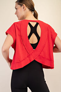 Cotton slub open back top