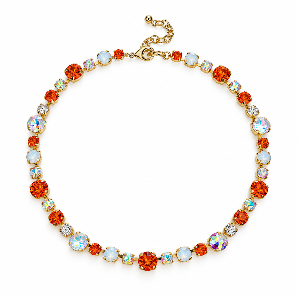 Orange Game Day Aspen Gemstone Tennis Necklace