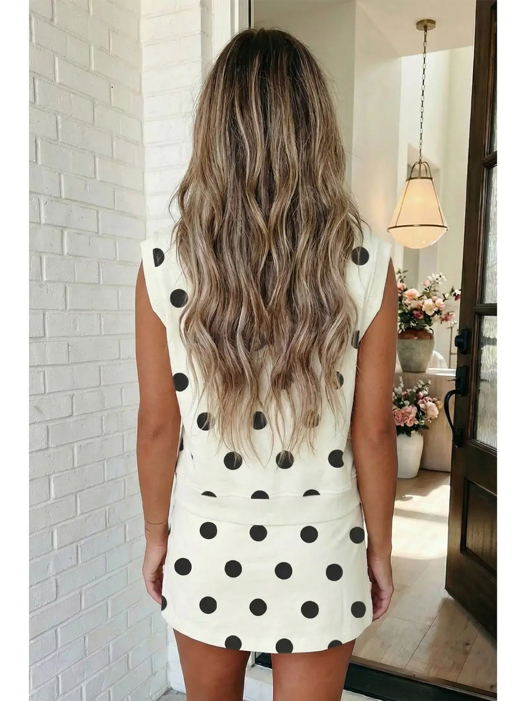 Polka dot skort set