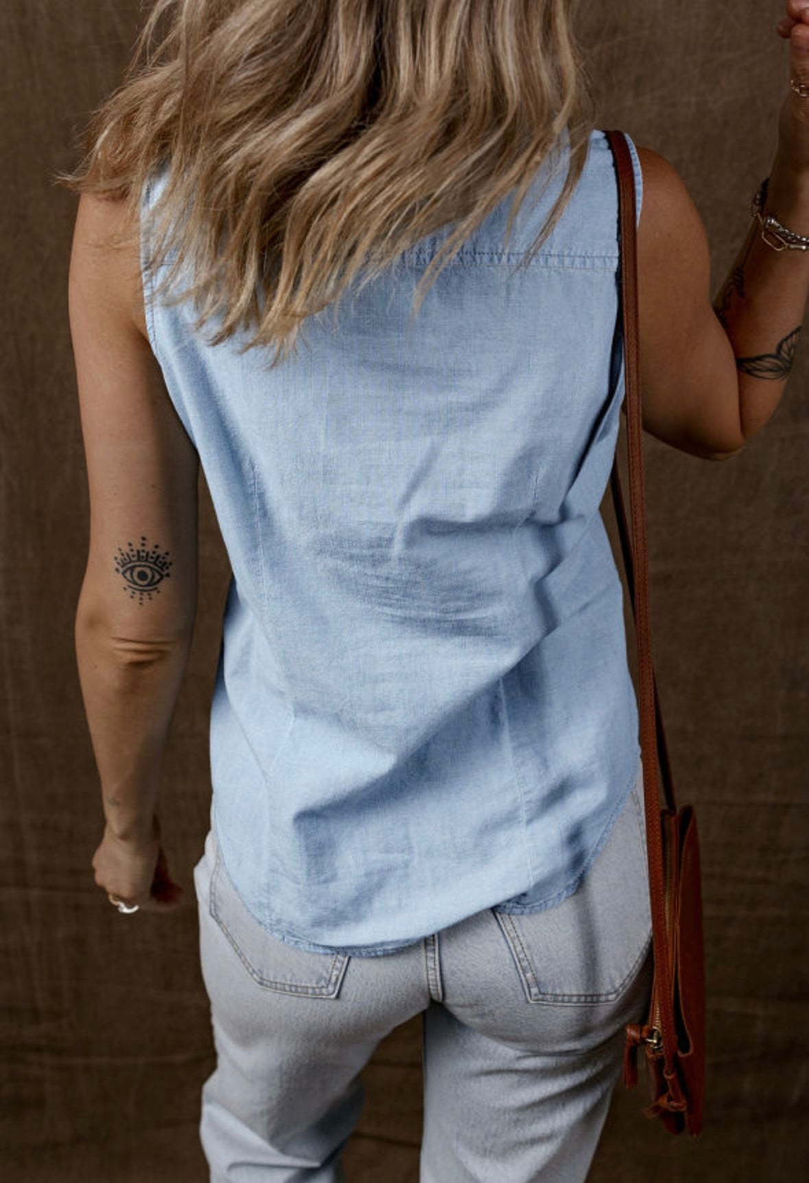 Light Denim button-down Tank