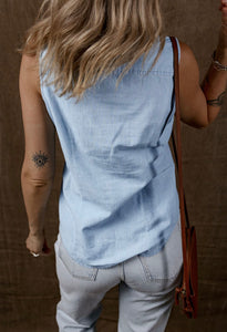Light Denim button-down Tank