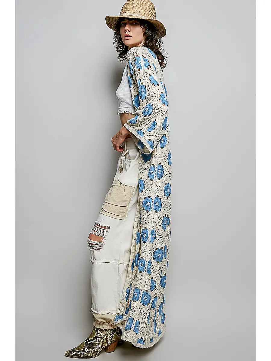 Crochet baby blue cardigan