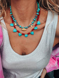 Turquoise & Red Howlite Necklaces – Layered Boho Jewelry