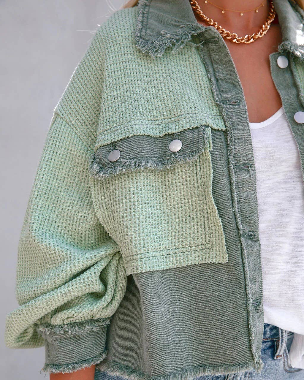 two toned cropped shacket