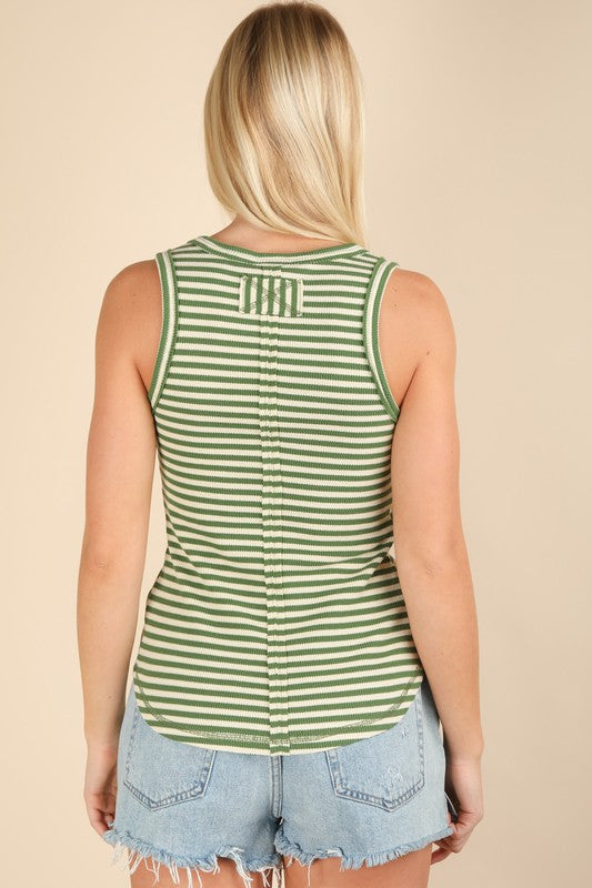 Ribbed Button Down Tank