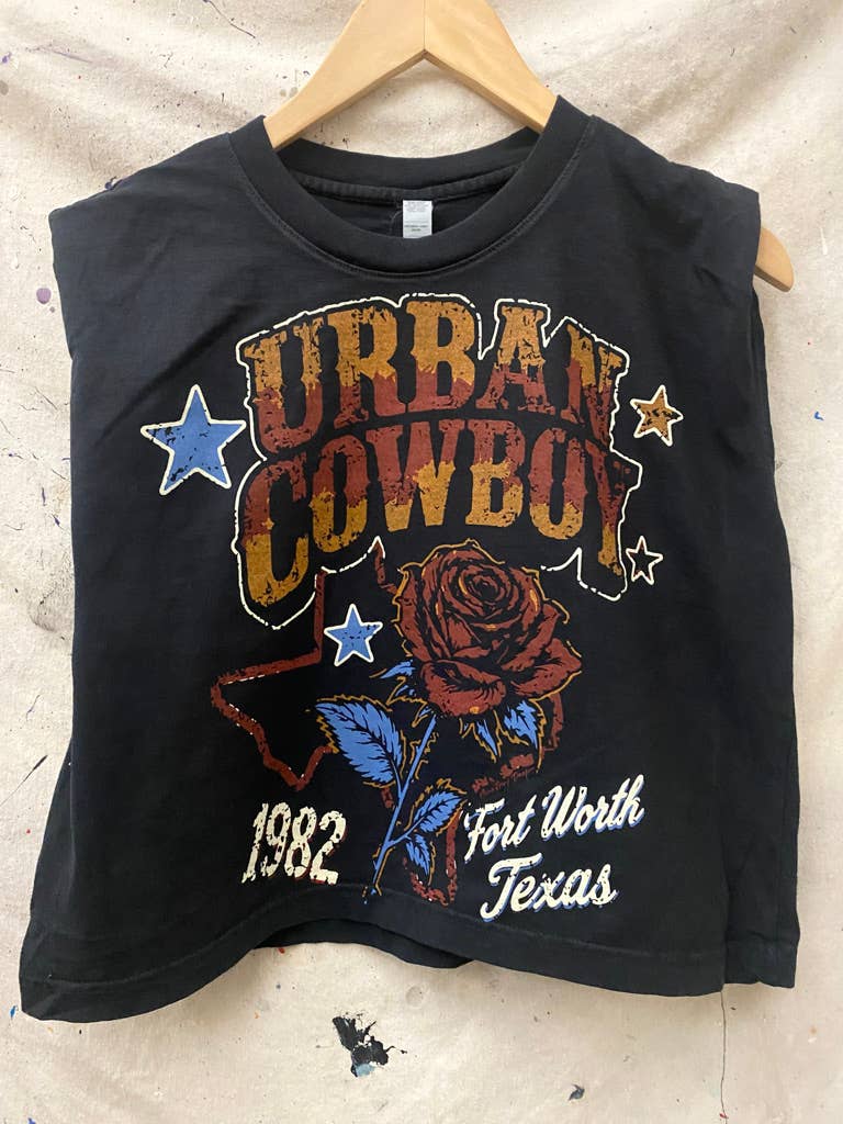 Urban Cowboy black boxy tank