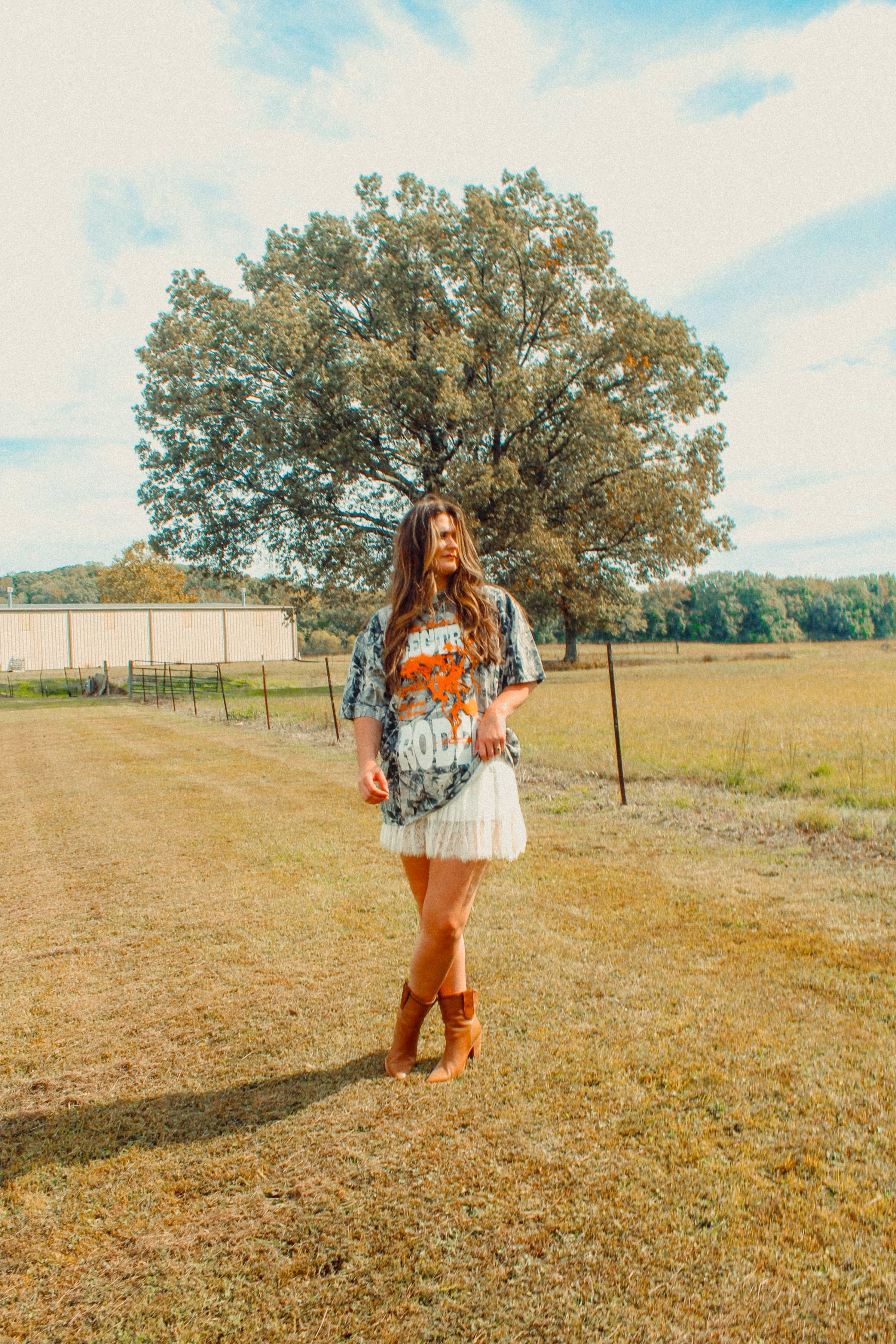 Camo Electric Rodeo, Country Western Boxy Cotton TShirt