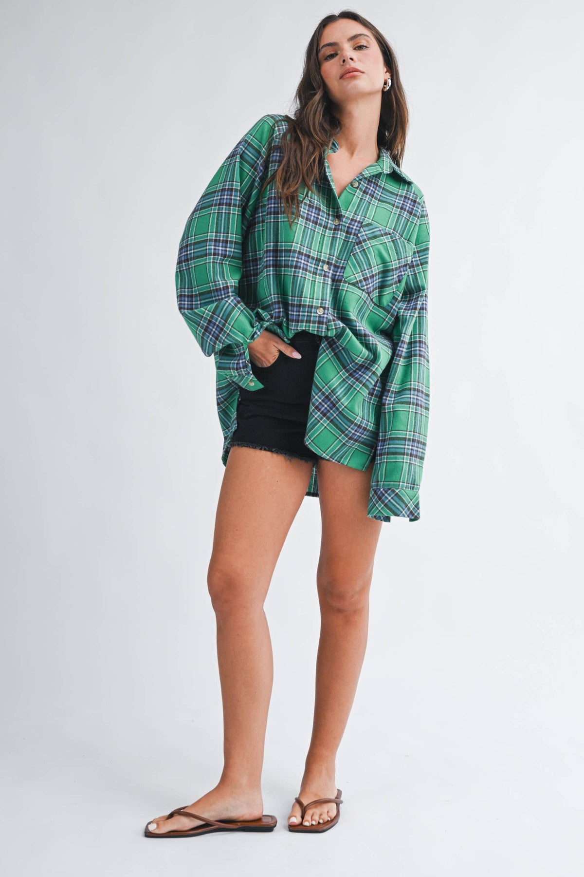 Oversized Plaid Button Down Shirt